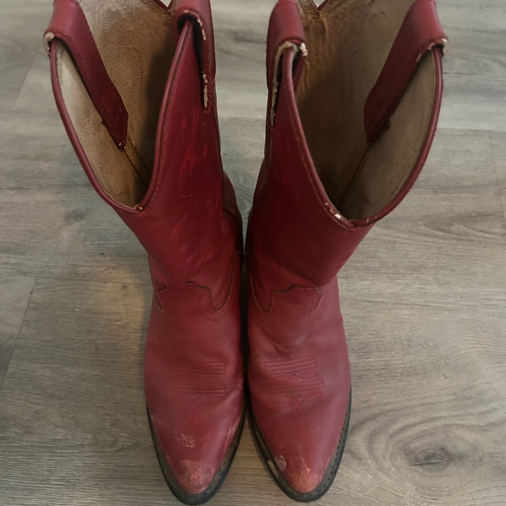 Durango Red Leather Boot with Pull Strap - image 2